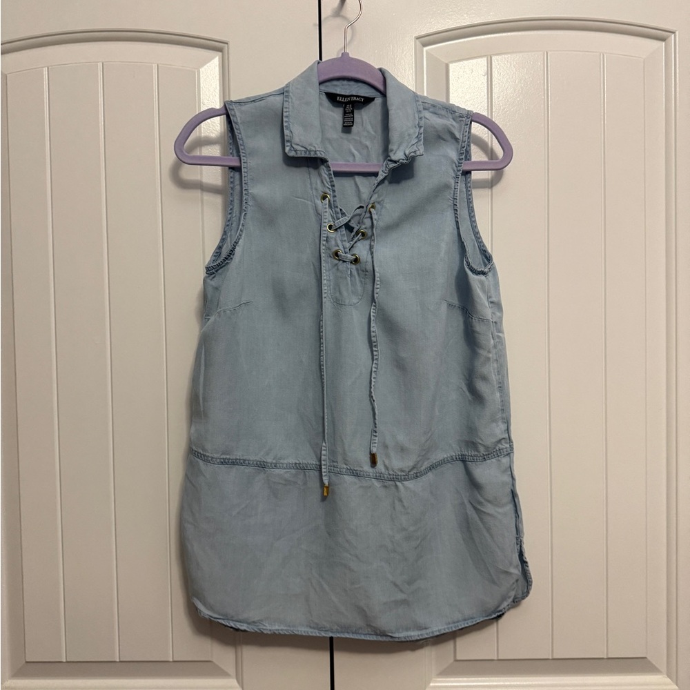 Ellen Tracy Light Blue Sleeveless Blouse